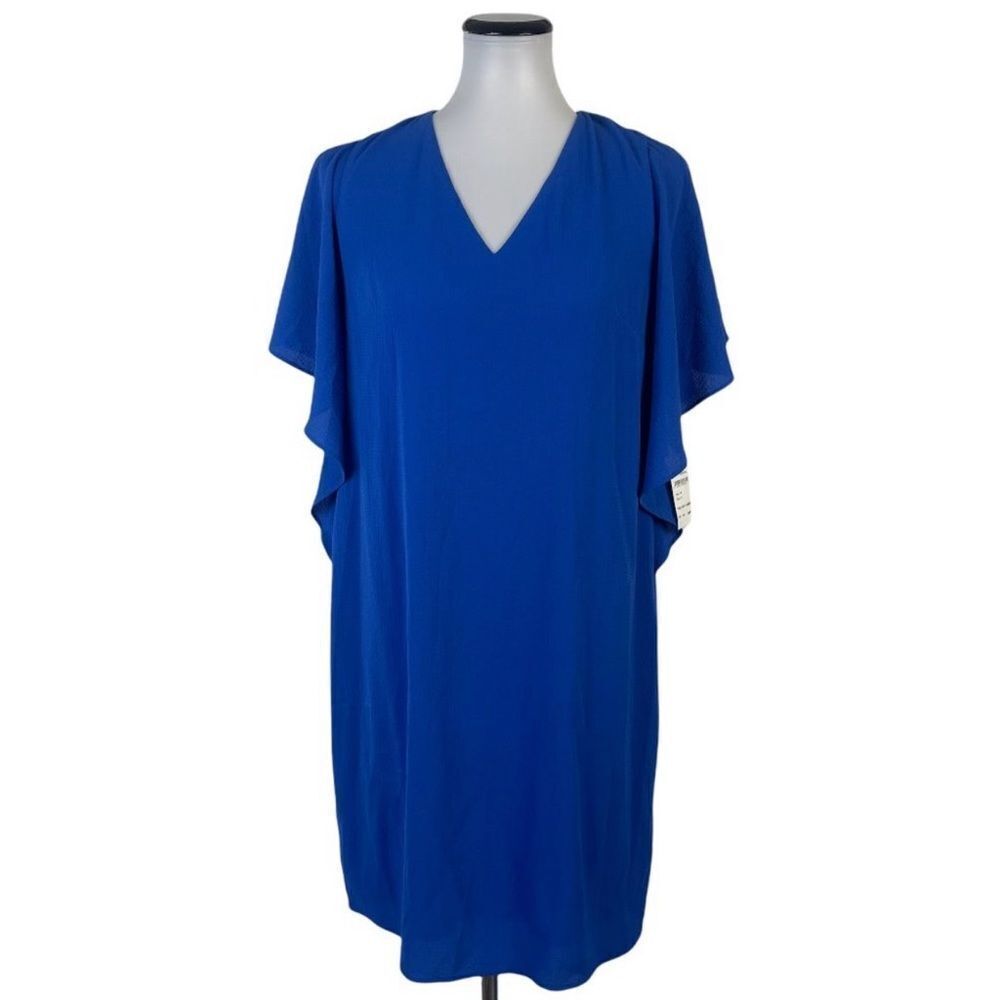 Eliza J NWT Shift V-neck Dress Ruffled Sleeves